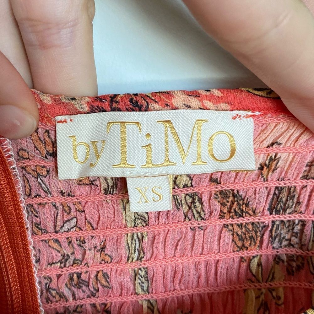 byTiMo Chiffon Strap Maxi Dress Salmon Bright Field Sleeveless Size XS NWOT - Picture 14 of 16